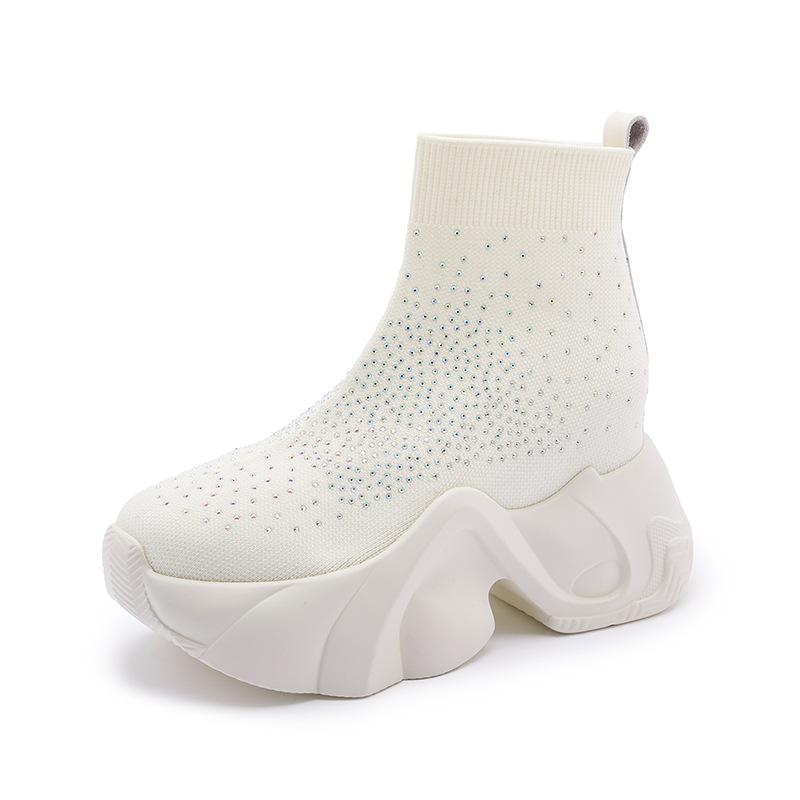 Sparkly Fly-Woven Heightened Platform Shoes