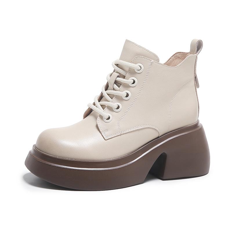 Leather Chunky Heel Orthopedic Boots