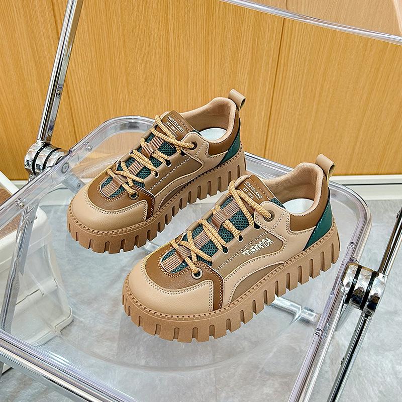 Leather Low-Top Platform Shoes