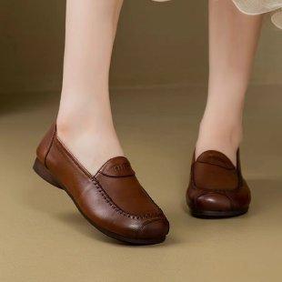 Retro soft leather orthopedic casual shoes
