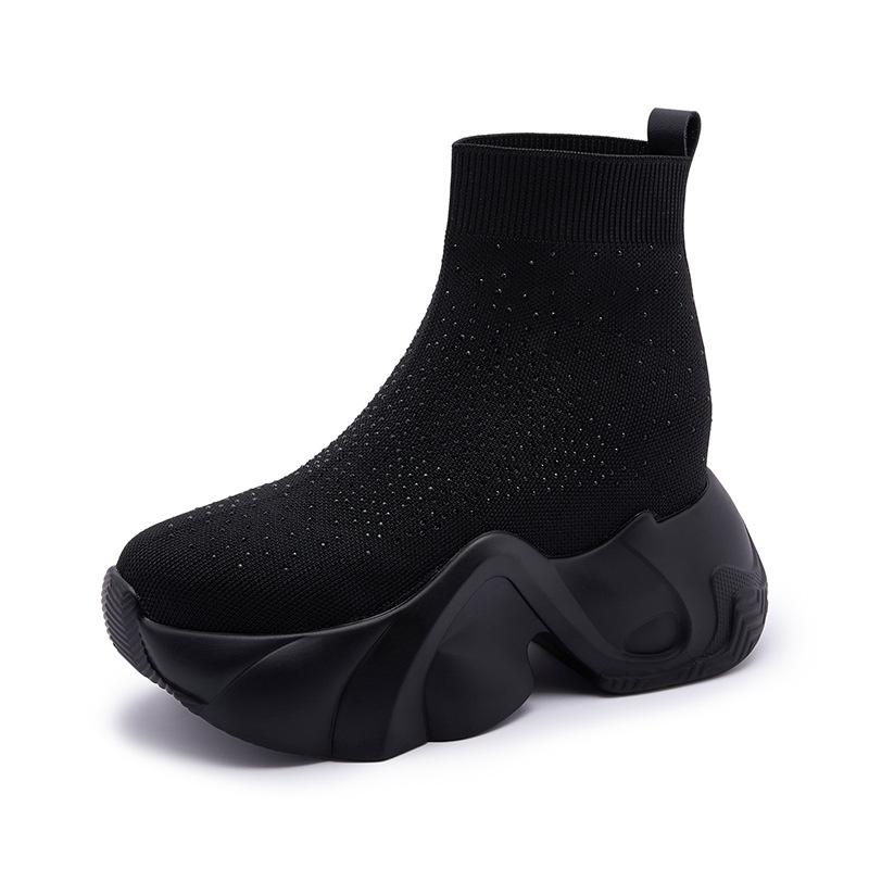 Sparkly Fly-Woven Heightened Platform Shoes