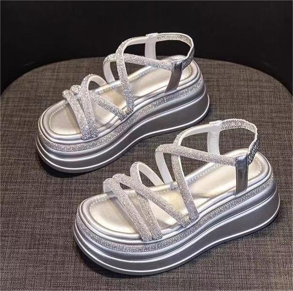 Rhinestone Platform Wedge Sandals