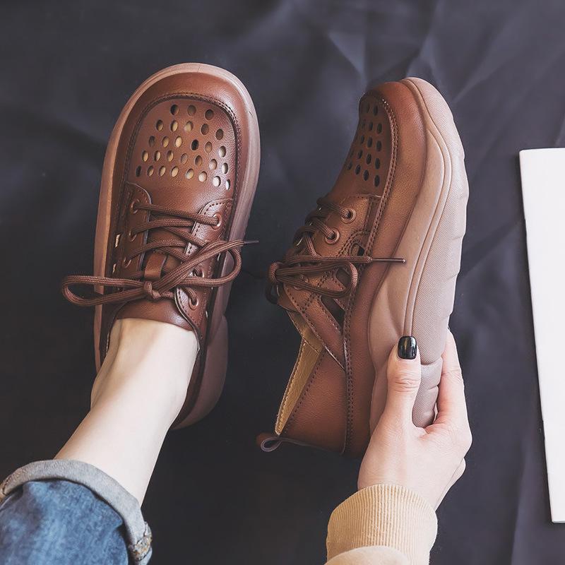 Breathable Leather Platform Shoes