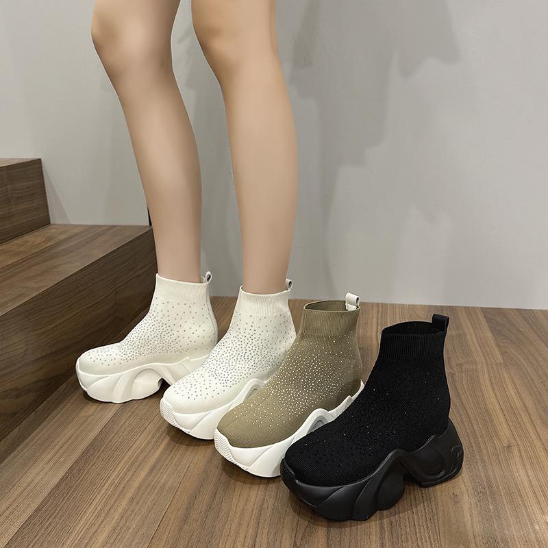 Sparkly Fly-Woven Heightened Platform Shoes