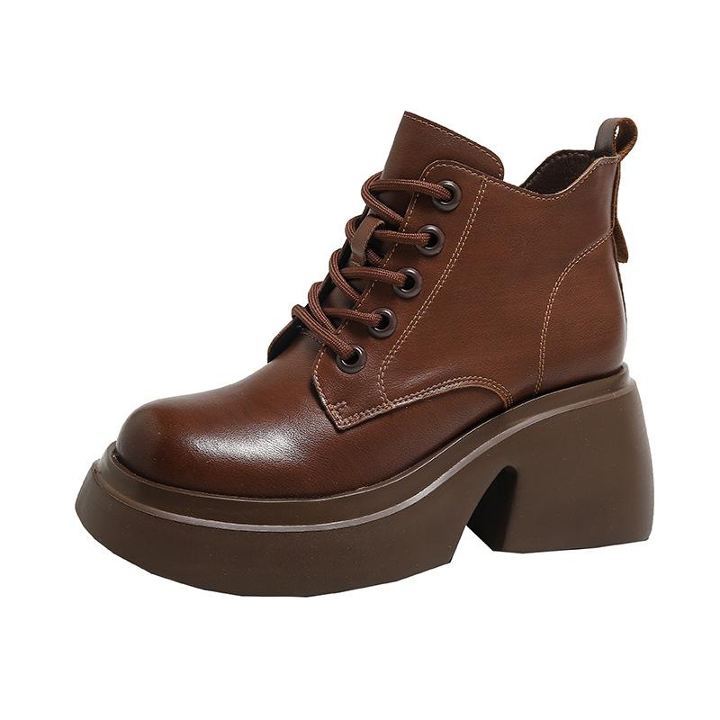 Leather Chunky Heel Orthopedic Boots