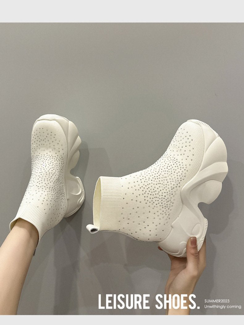 Sparkly Fly-Woven Heightened Platform Shoes
