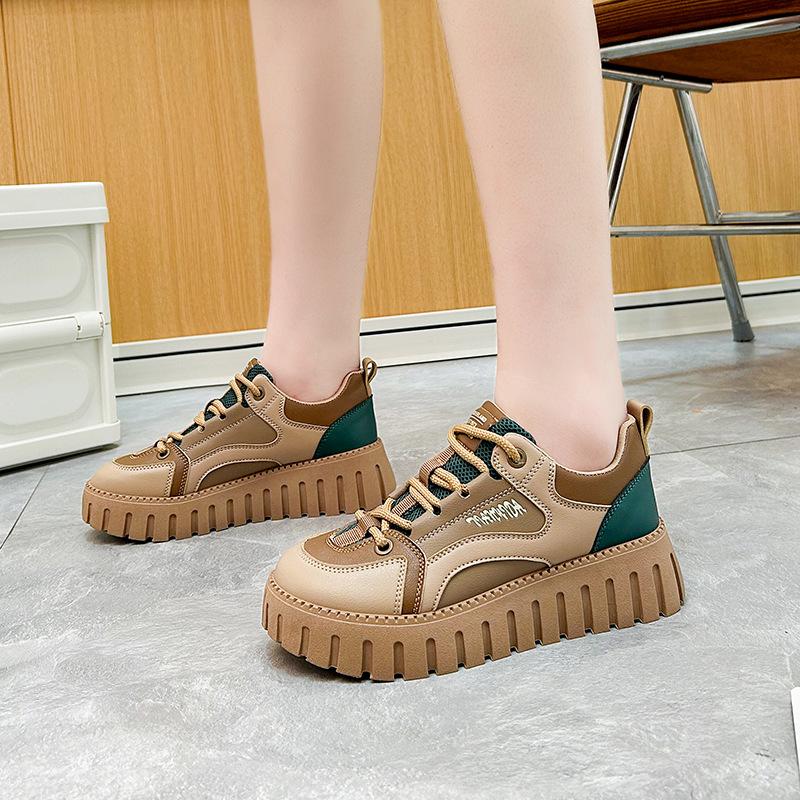 Leather Low-Top Platform Shoes