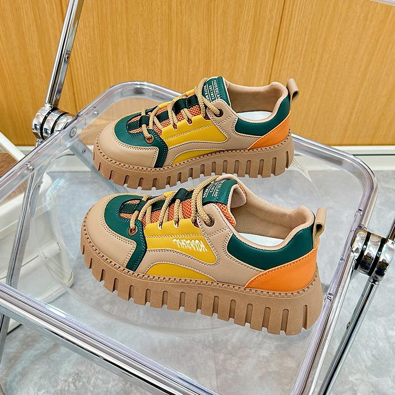 Leather Low-Top Platform Shoes