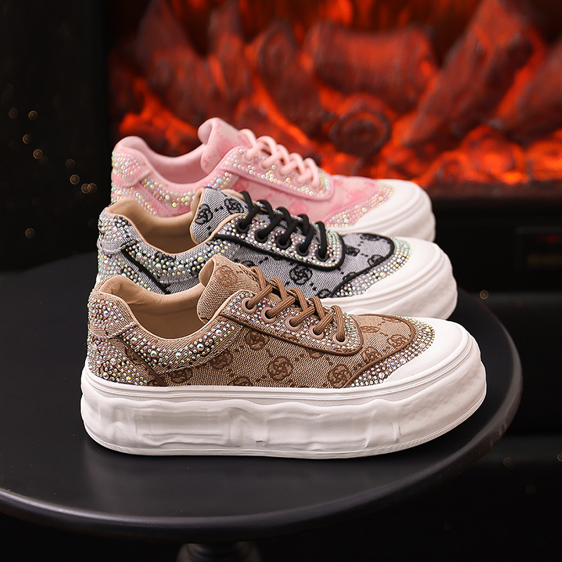 Rhinestone Breathable Canvas Shoes