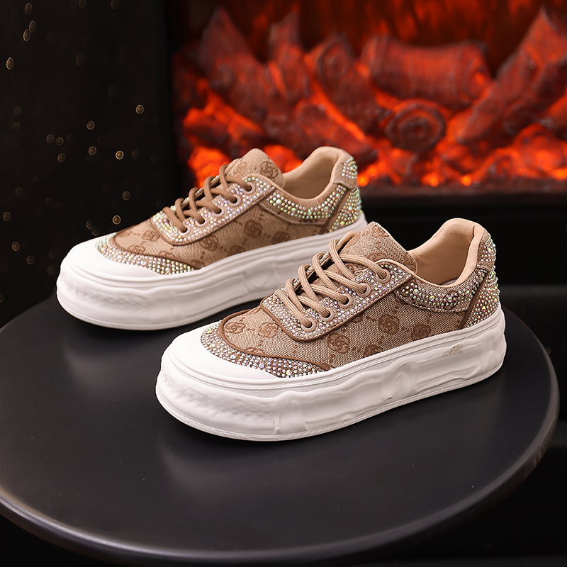 Rhinestone Breathable Canvas Shoes