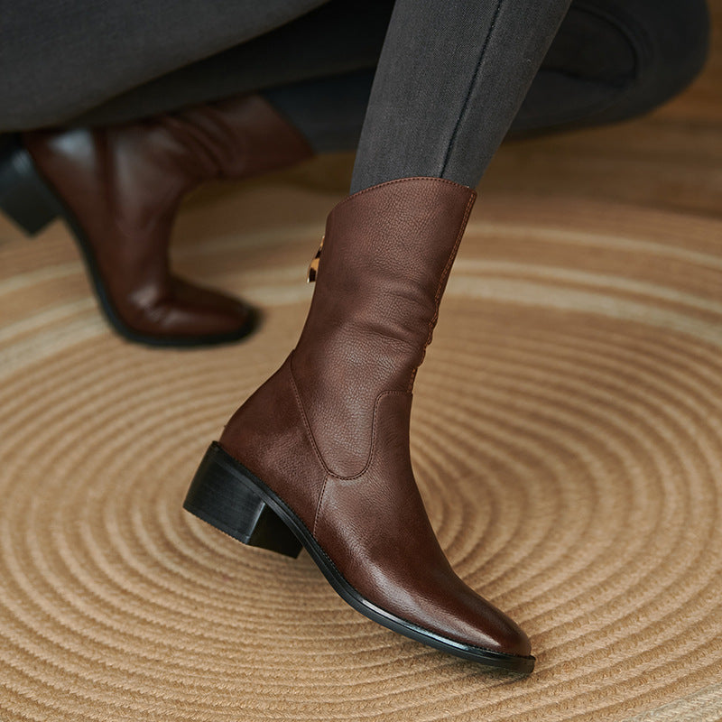 Vintage Chunky Heel Leather boots