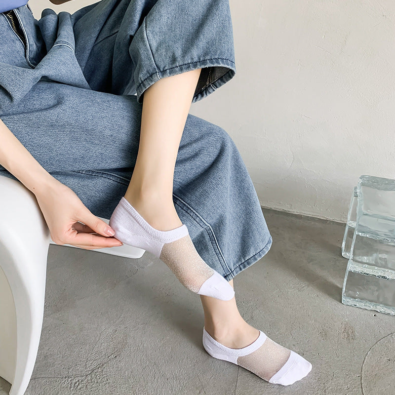 Summer crystal silk thread glass socks
