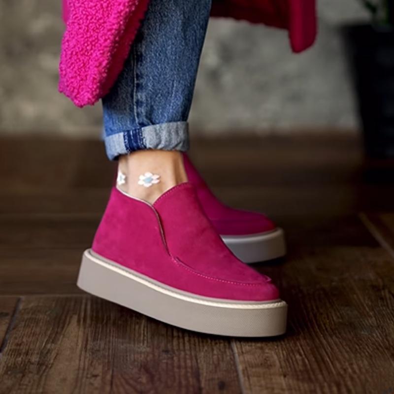 Pink Suede Loafers