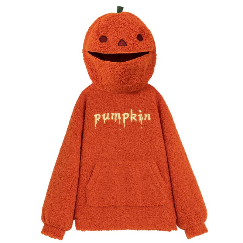 Cute Funny Pumpkin Velvet Hoodie