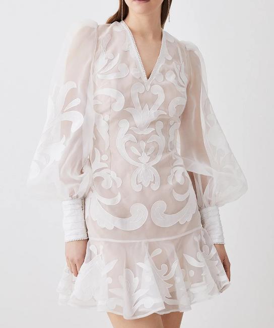 Chiffon Buttoned Mini Dress