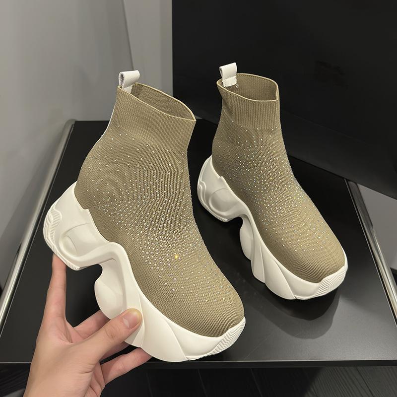 Sparkly Fly-Woven Heightened Platform Shoes