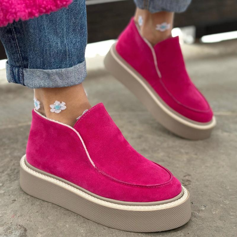 Pink Suede Loafers
