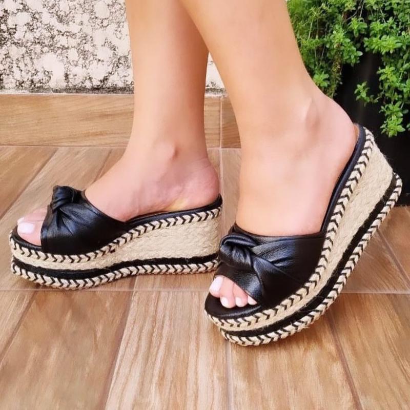 Bow Bottom Wedge Sandals