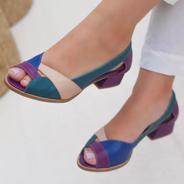 Summer Chic Chunk Heel Leather Casual Sandals