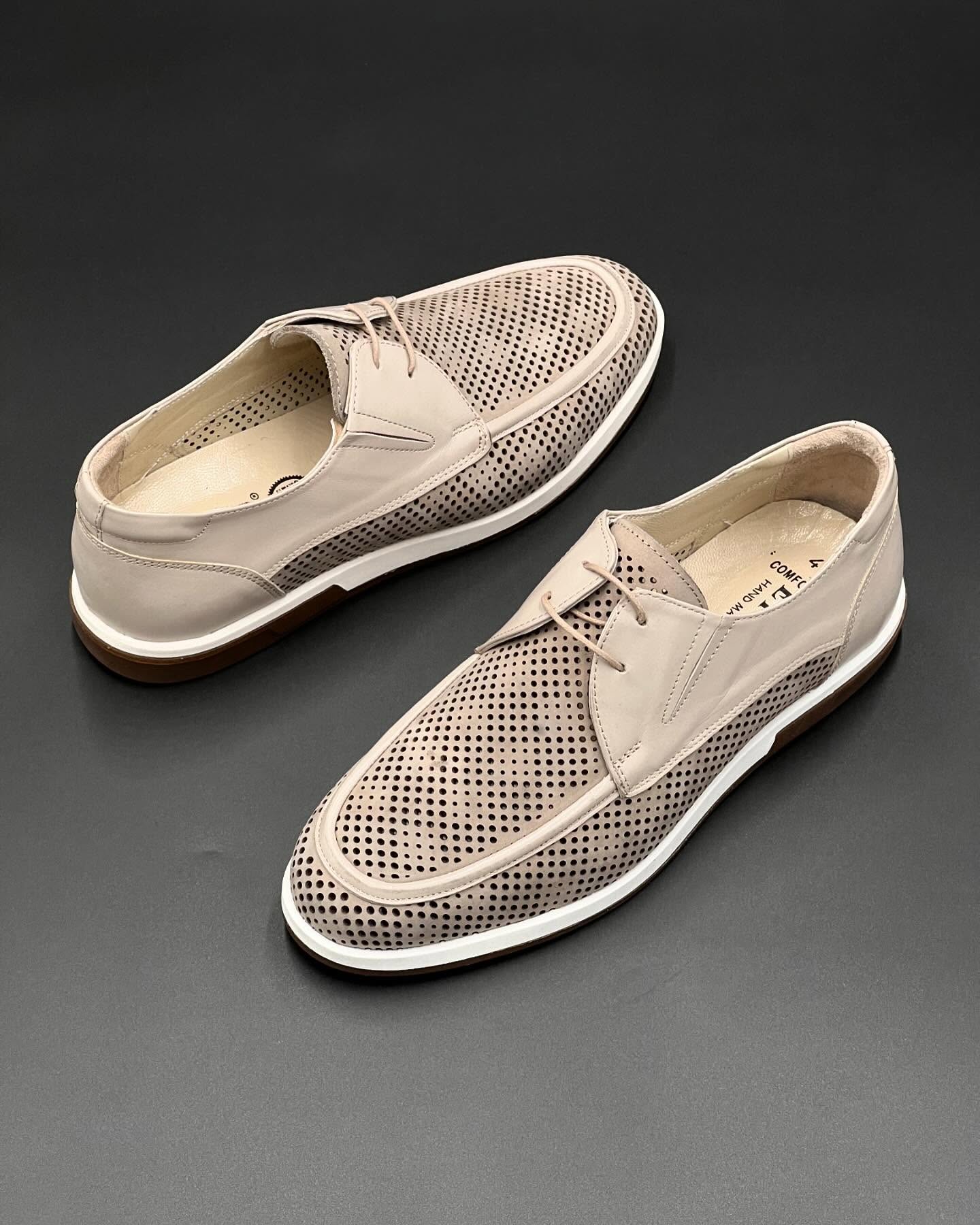 Fashion hollow breathable casual leather shoes