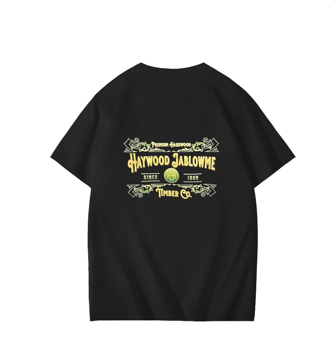 Men's yellow letter printed black T-shirt