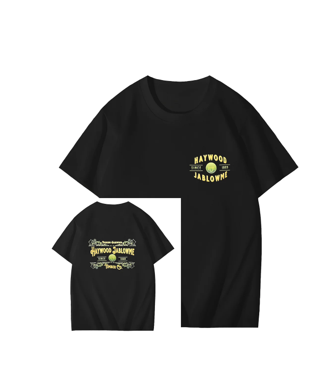 Men's yellow letter printed black T-shirt