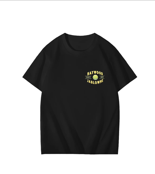 Men's yellow letter printed black T-shirt
