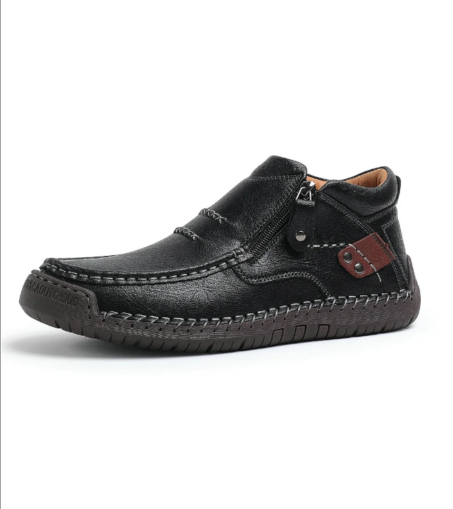 Waterproof leather shoes with wide head and arch support