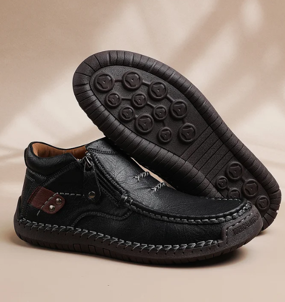 Waterproof leather shoes with wide head and arch support