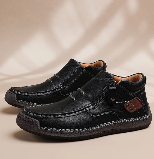 Waterproof leather shoes with wide head and arch support
