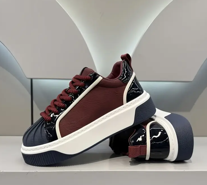Maroon & Navy Men's Casual Shell Sneakers