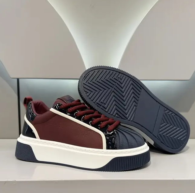 Maroon & Navy Men's Casual Shell Sneakers