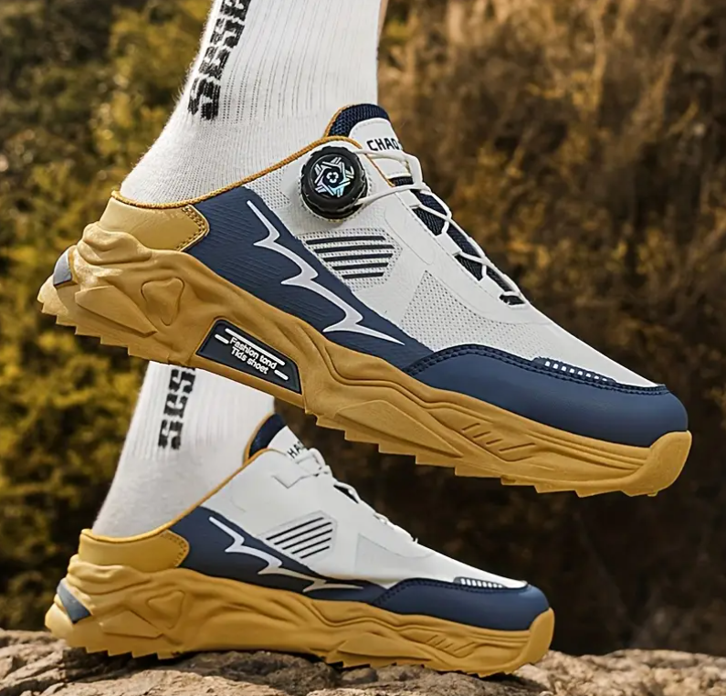 Men's Slip-On Athletic Sandals with Rotating Button Closure