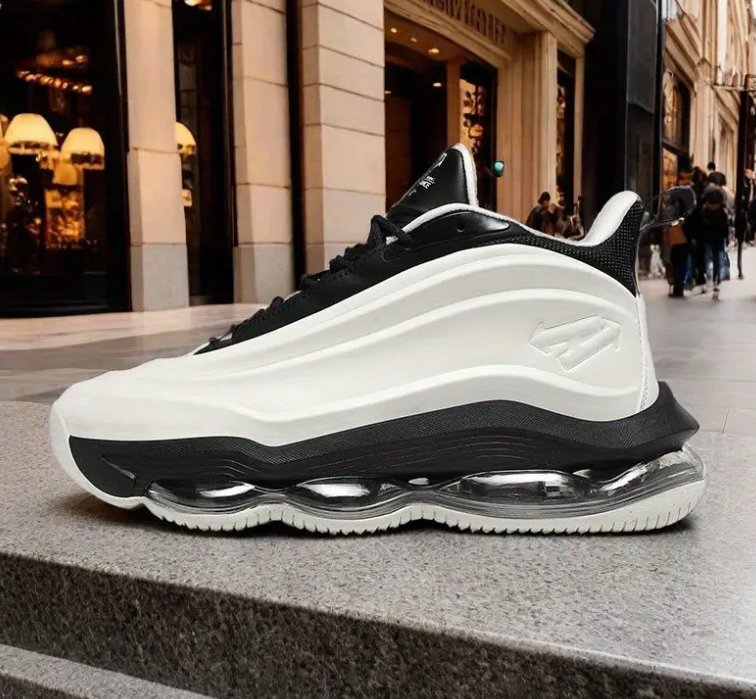 Black and white color matching enhanced air cushion sneakers