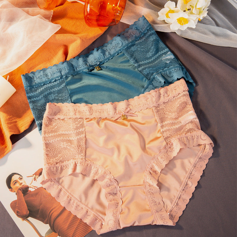 Lace Silk Antibacterial Odorless Dehumidifying Gynecological Panties