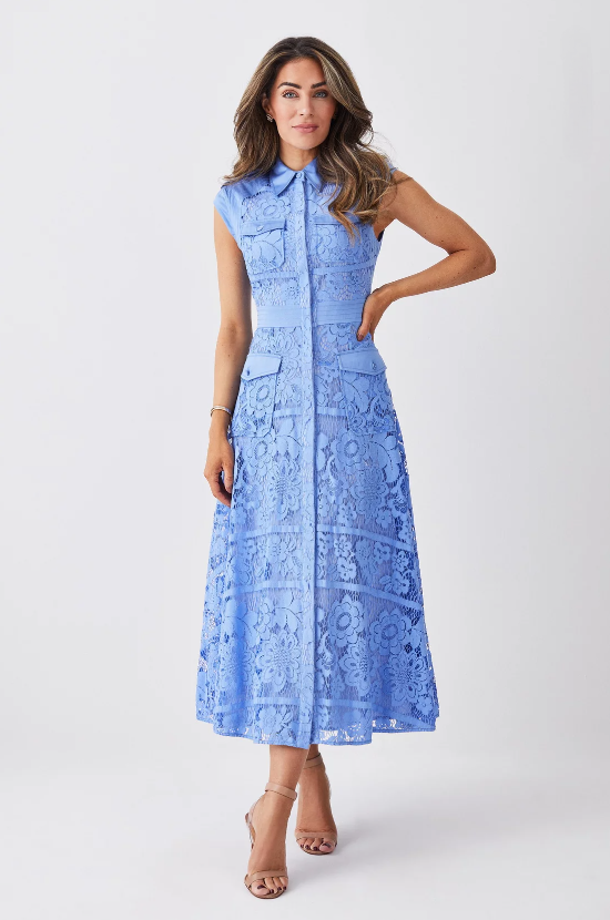 Lace Military Midi Dress