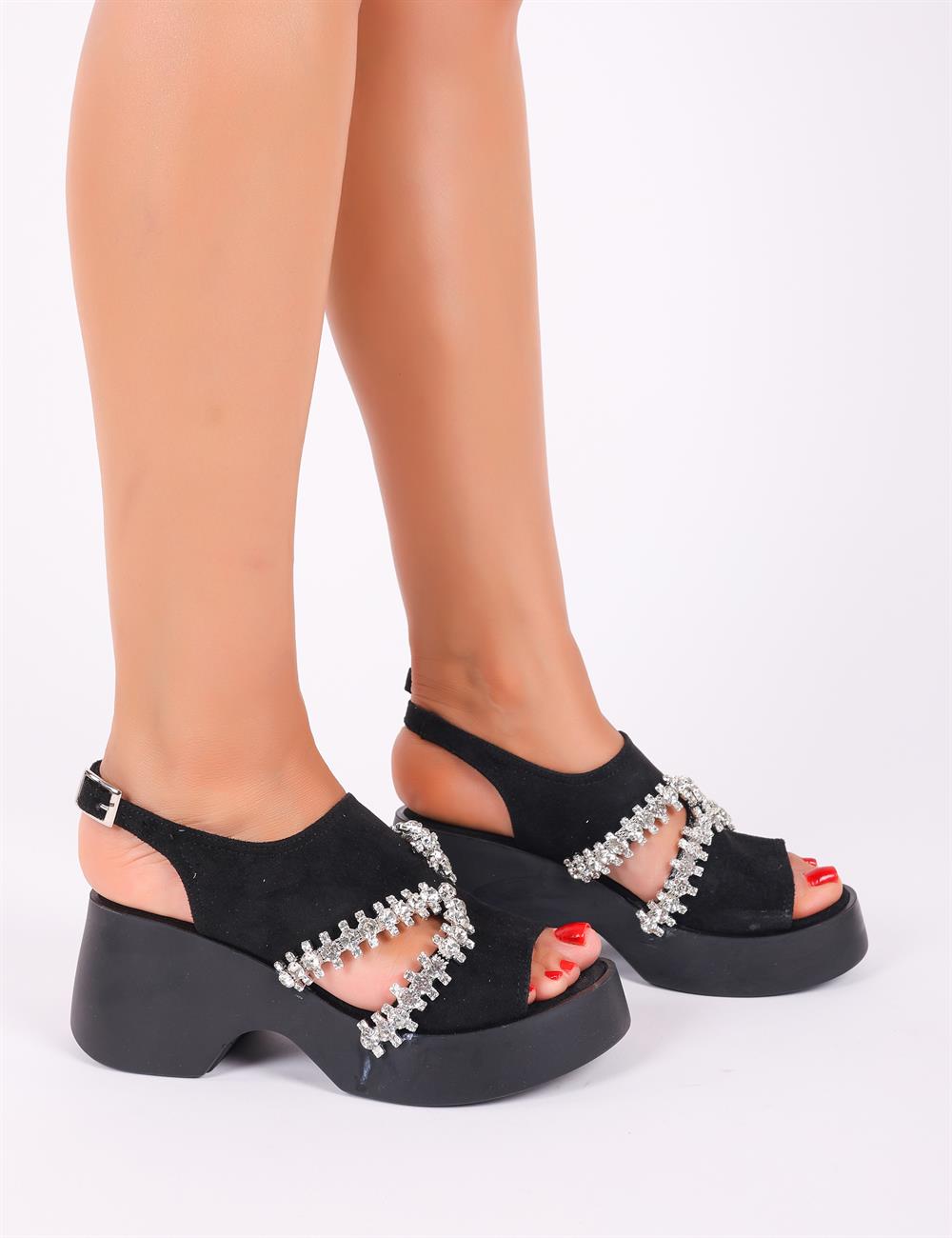Velvet Diamond Platform Sandals