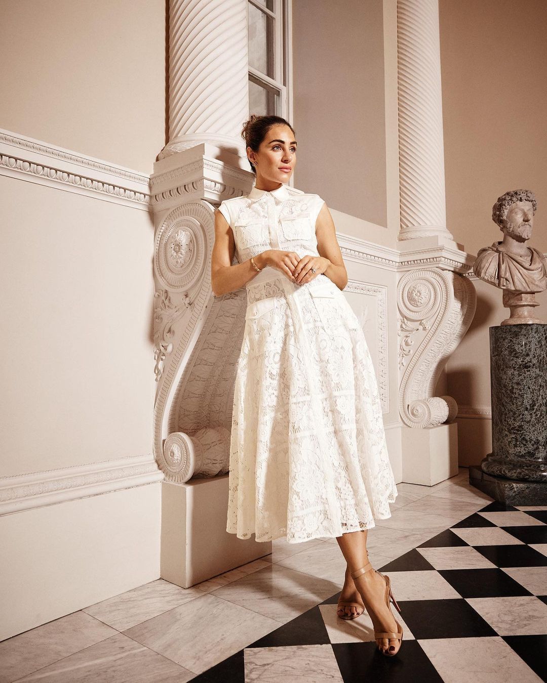Lace Military Midi Dress