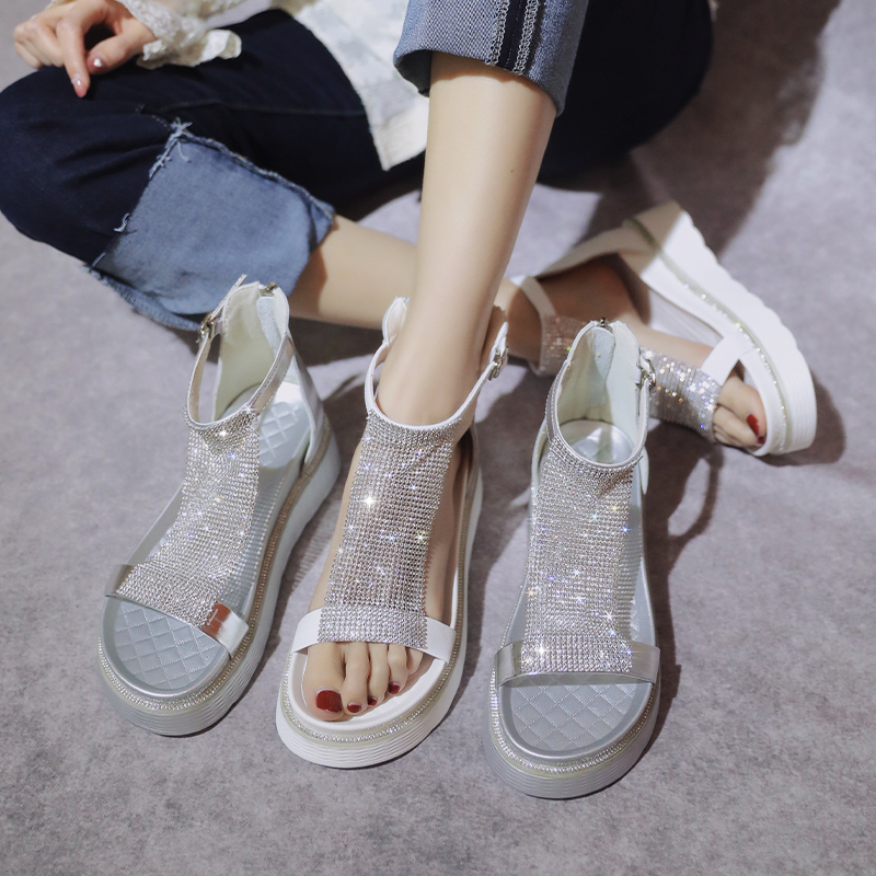 Sparkling platform casual sandals