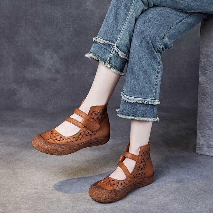 Retro soft sole hollow casual shoes