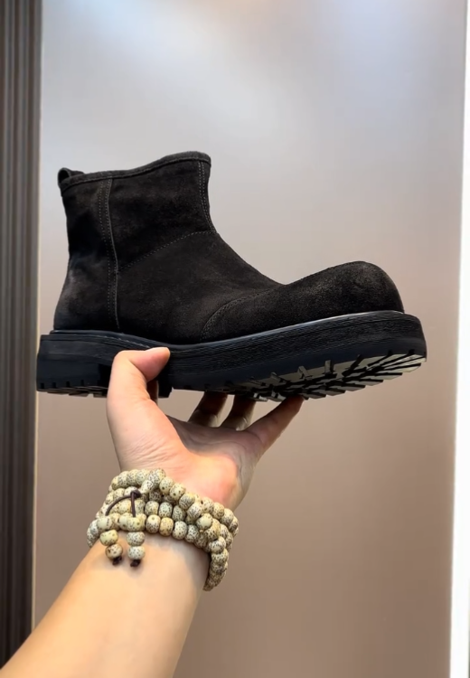 Black suede upturned booties