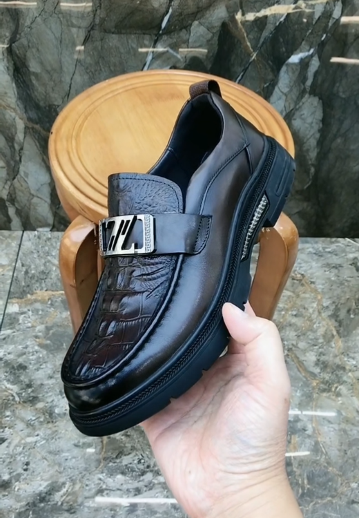 Metal z leisure high-quality leather shoes