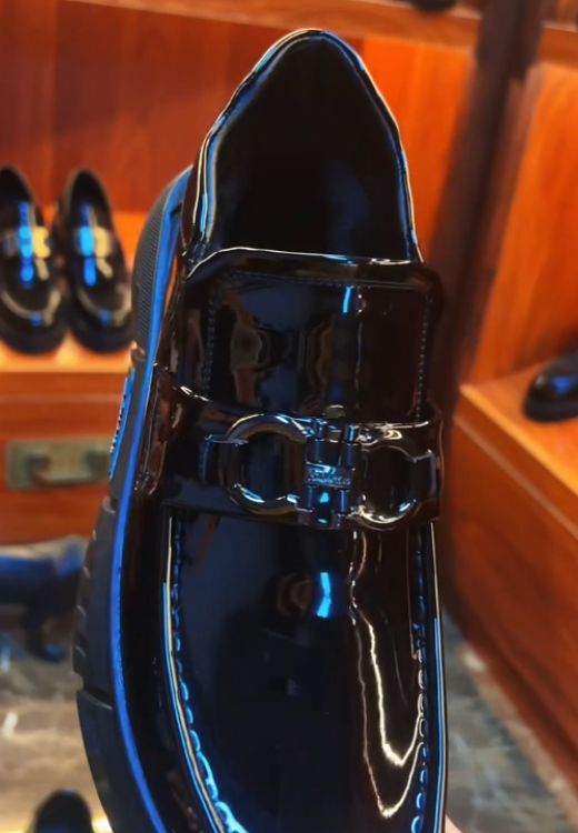 Men's double-ring smooth leather shoes