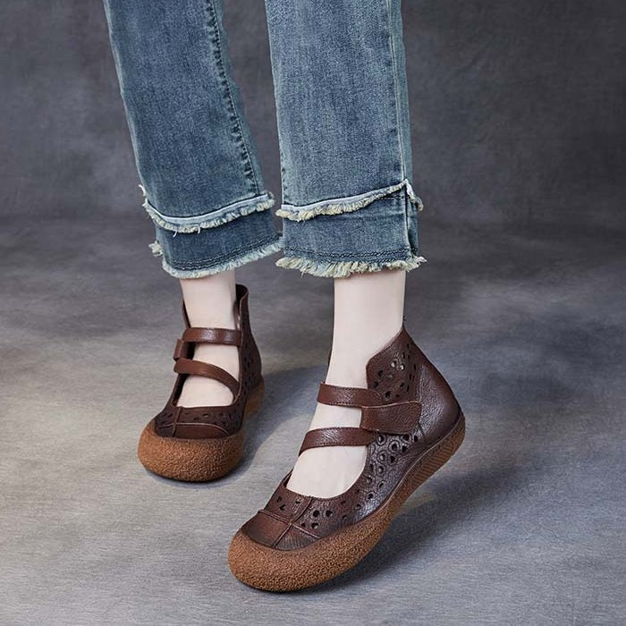 Retro soft sole hollow casual shoes