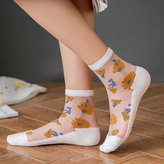 Floral glass socks