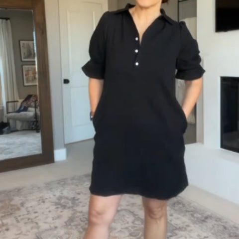 Solid color polo casual dress