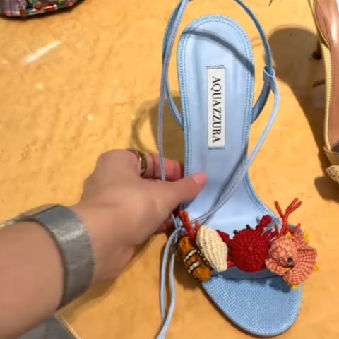 Crocheted decorative sandals