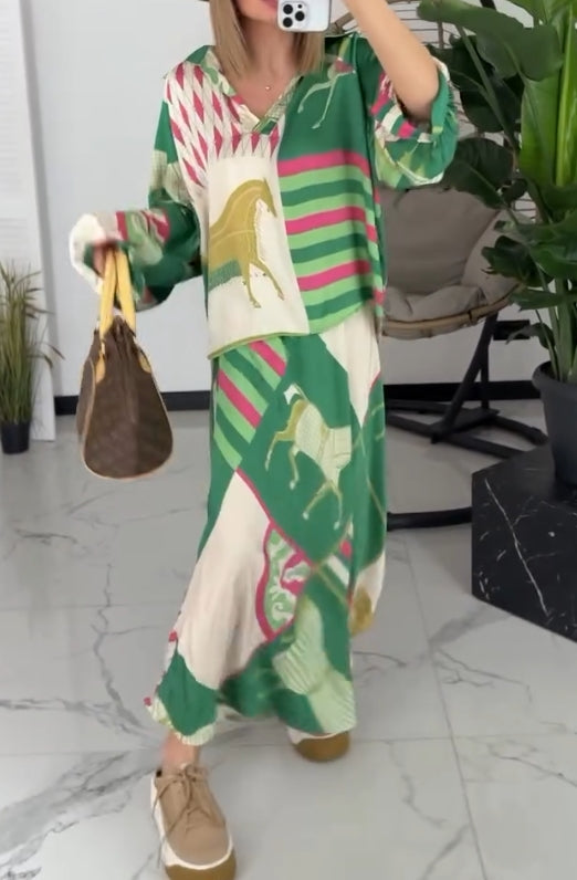 Printed loose and elegant leisure suit