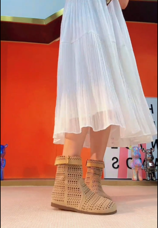 Women's summer flat-bottomed hollow net boots