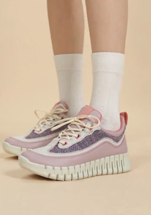 Pink stitching curve spring sole casual shoes